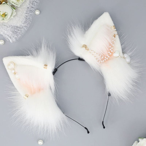 2023 New Faux Fur Cosplay Hair Bands - Matching Beaded Jewelry