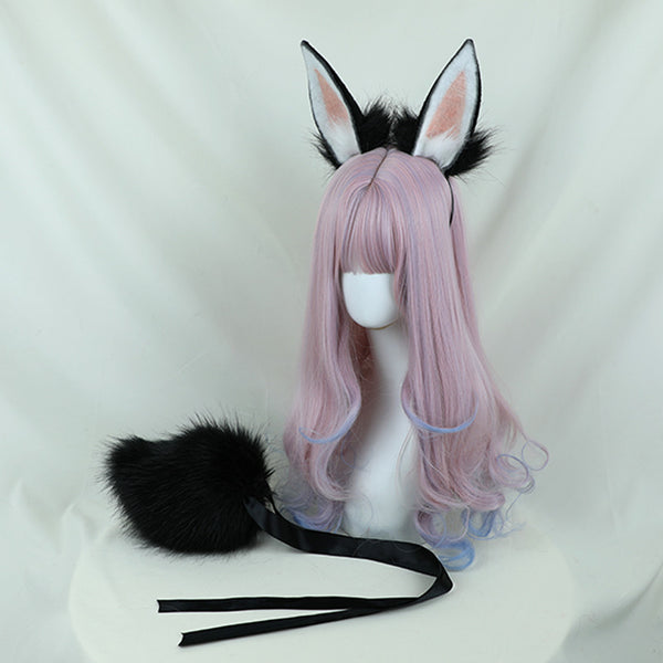 Faux Fur Rabbit Ears&Tails&Wig Cosplay Suit (Three-piece suit,Many colors are available)
