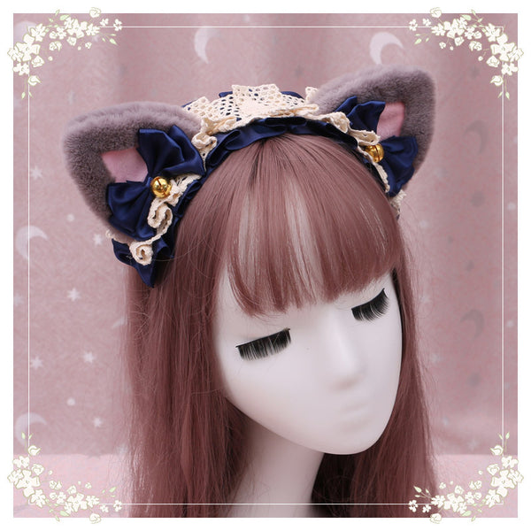 Yirico Animal Faux Fur Gray Pink Cat Ears Dog Ears Fox Ears For Cosplay Anime Halloween Christmas Costume