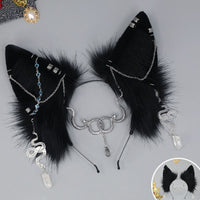 2023 New Faux Fur Cosplay Hair Bands - With Metal Snake Jewelry