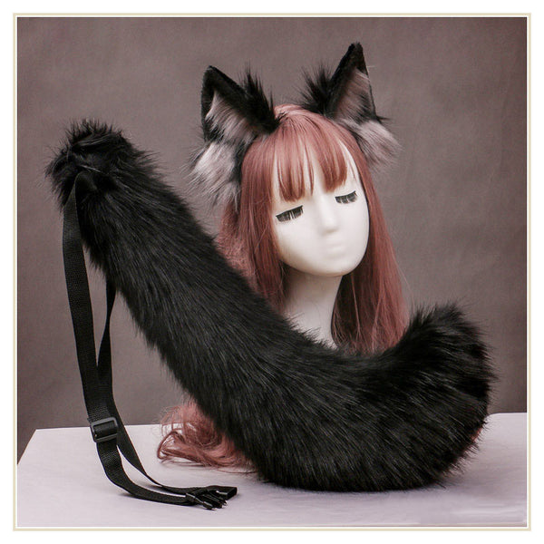 Faux Fur Wolf Ears&Tails Animal Cosplay Costume Suit【Wolf dog hair】