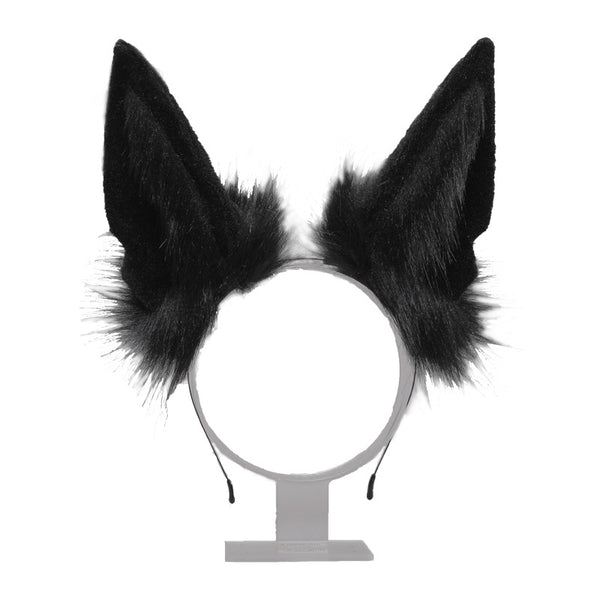 Yirico Black Faux Fur Anubis Ear Headband Without Earring