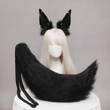 Yirico Anubis The God Of The Egyptians Black Faux Fur Ear&Tail Cosplay Costume Suit With Earring