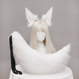 Yirico Anubis The God Of The Egyptians White Faux Fur Ear&Tail Cosplay Costume Suit Without Earring