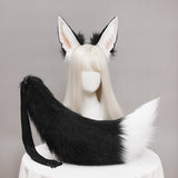 Yirico Anubis The God Of The Egyptians Black White Faux Fur Ear&Tail Cosplay Costume Suit Without Earring