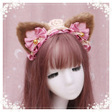 Yirico Animal Faux Fur Khaki Pink Cat Ears Dog Ears Fox Ears For Cosplay Anime Halloween Christmas Costume