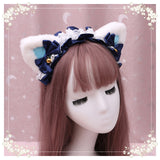 Yirico Animal Faux Fur White Blue Cat Ears Dog Ears Fox Ears For Cosplay Anime Halloween Christmas Costume