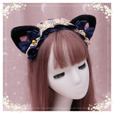 Black Pink Faux Fur Lolita Headband Cat Ears Dog Ears Fox Ears With Lace Ribbon Bell (7 Colors)