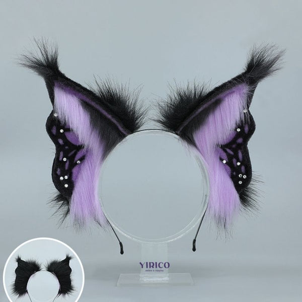 Multi-color artificial fur butterfly ears hair band