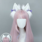 White Faux Fur Fascination Kitten Ears&Tails Animal Cosplay Costume Suit