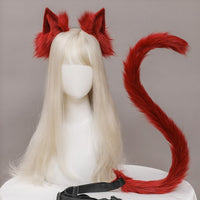 Faux Fur Animal Ears & Cat Tails Animal Cosplay Black Costume Suit【 eries-04】