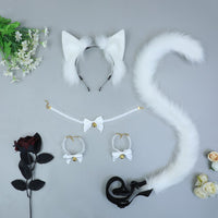 Cosplay simulation cat ears cat tail & lace neck bell & hand bell set