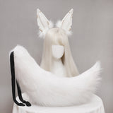 Yirico Anubis The God Of The Egyptians White Faux Fur Ear&Tail Cosplay Costume Suit With Earring